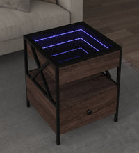 Couchtisch mit Infinity-LED Braun Eichen-Optik 40x40x51 cm