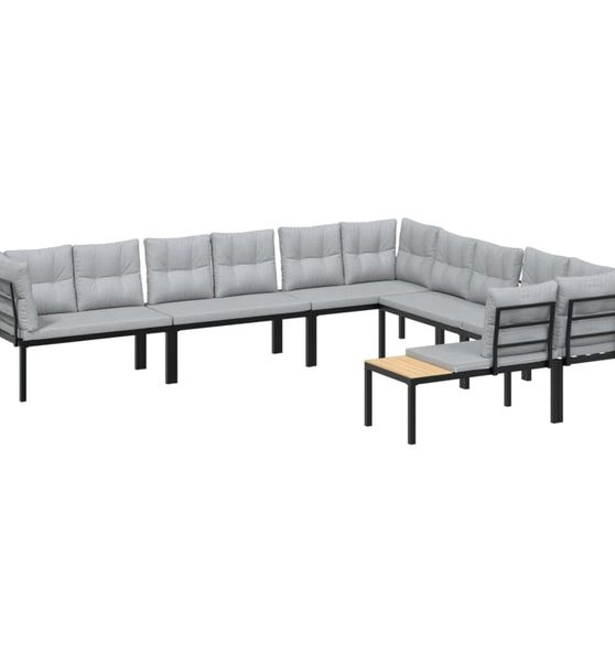 6-tlg. Garten-Sofagarnitur mit Kissen Schwarz Stahl