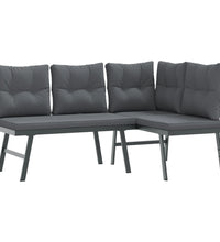 7-tlg. Garten-Sitzgruppe mit Kissen Schwarz Stahl