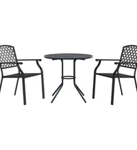 Gartenstuhl-Set 3-tlg. Stapelbar Pulverbeschichteter Stahl