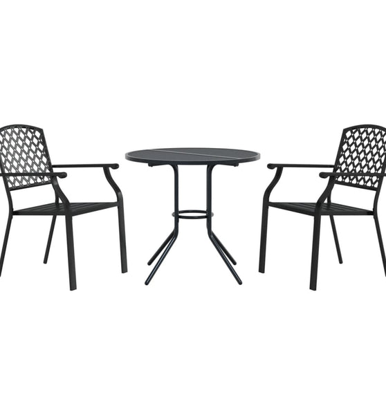 Gartenstuhl-Set 3-tlg. Stapelbar Pulverbeschichteter Stahl