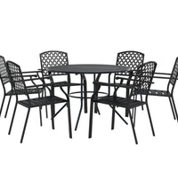 Gartenstuhl-Set 7-tlg. Stapelbar Pulverbeschichteter Stahl