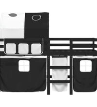 Kinderhochbett mit Tunnel Weiß & Schwarz 80x200 cm Kiefernholz
