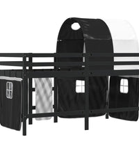 Kinderhochbett mit Tunnel Weiß & Schwarz 80x200 cm Kiefernholz