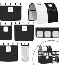 Kinderhochbett mit Tunnel Weiß & Schwarz 80x200 cm Kiefernholz