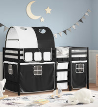 Kinderhochbett mit Tunnel Weiß & Schwarz 80x200 cm Kiefernholz