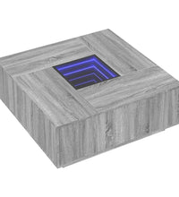 Couchtisch mit Infinity-LED Grau Sonoma 100x100x40 cm