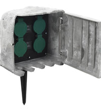 Außensteckdose mit Erdspieß & Lichtsensor 4-fach Steinoptik