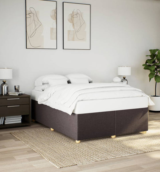 Bettgestell ohne Matratze Dunkelbraun 140x200 cm Stoff