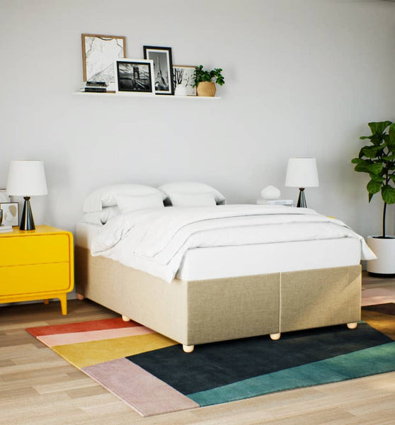 Bettgestell ohne Matratze Creme 160x200 cm Stoff