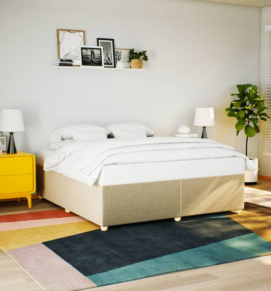 Bettgestell ohne Matratze Creme 180x200 cm Stoff
