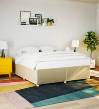 Bettgestell ohne Matratze Creme 200x200 cm Stoff
