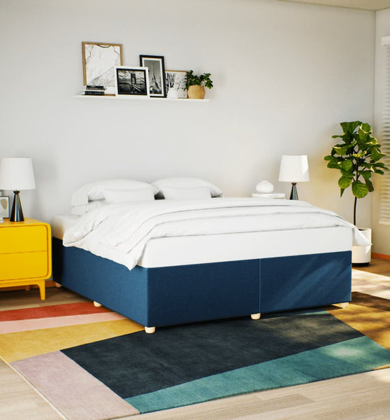 Bettgestell ohne Matratze Blau 200x200 cm Stoff