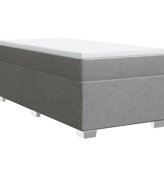 Boxspringbett mit Matratze Hellgrau 90x190 cm Stoff