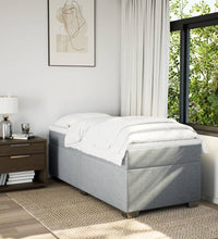 Boxspringbett mit Matratze Hellgrau 90x190 cm Stoff