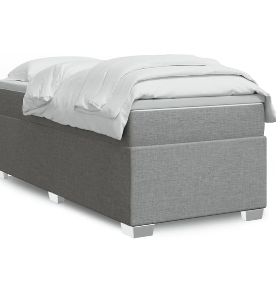 Boxspringbett mit Matratze Hellgrau 90x190 cm Stoff