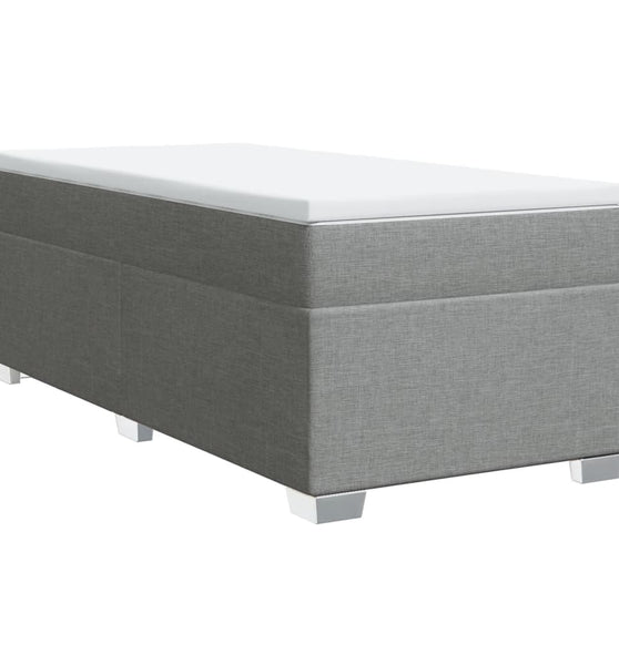 Boxspringbett mit Matratze Hellgrau 90x200 cm Stoff