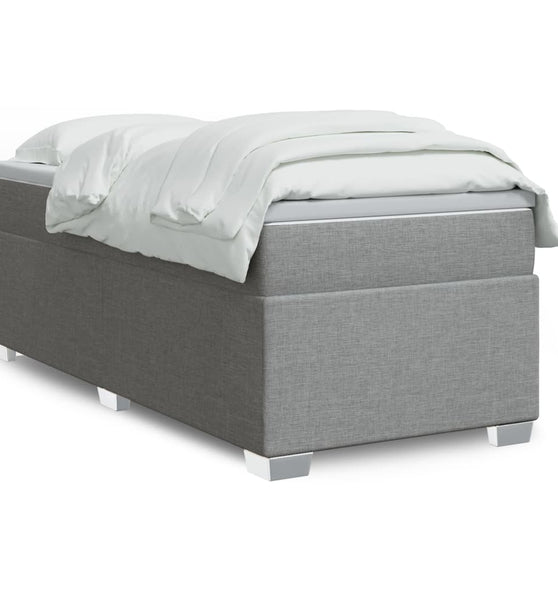 Boxspringbett mit Matratze Hellgrau 90x200 cm Stoff