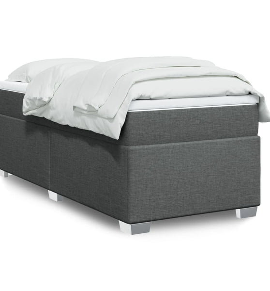 Boxspringbett mit Matratze Dunkelgrau 90x200 cm Stoff