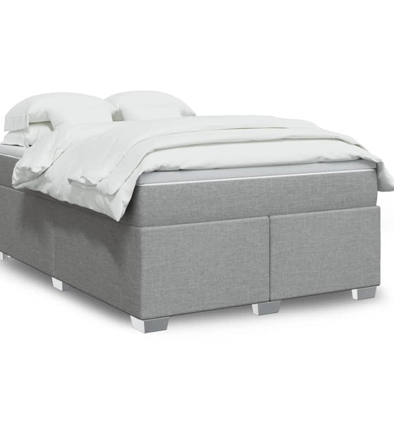 Boxspringbett mit Matratze Hellgrau 140x200 cm Stoff