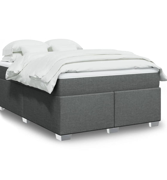 Boxspringbett mit Matratze Dunkelgrau 140x200 cm Stoff