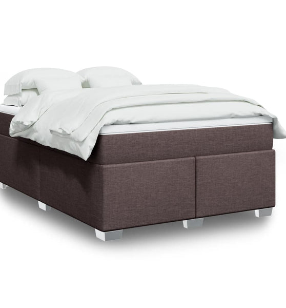 Boxspringbett mit Matratze Dunkelbraun 140x200 cm Stoff
