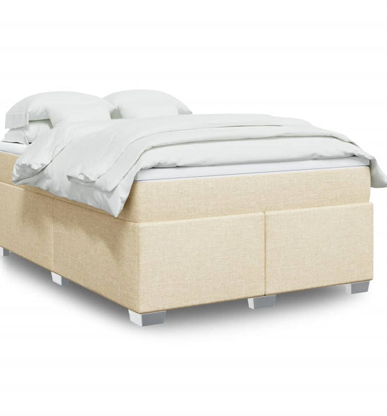 Boxspringbett mit Matratze Creme 140x200 cm Stoff