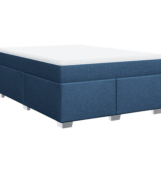 Boxspringbett mit Matratze Blau 140x200 cm Stoff