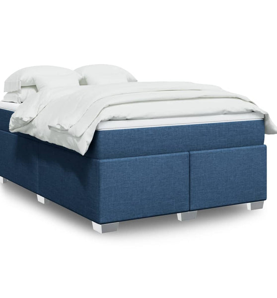 Boxspringbett mit Matratze Blau 140x200 cm Stoff