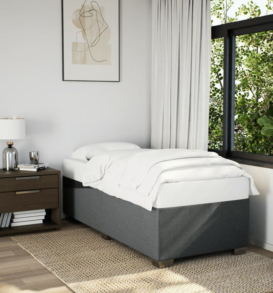 Boxspringbett mit Matratze Dunkelgrau 90x190 cm Stoff