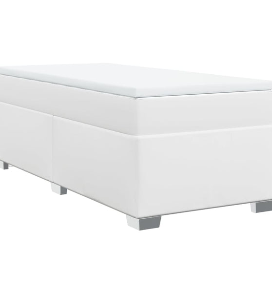 Boxspringbett mit Matratze Weiß 80x200 cm Kunstleder