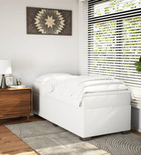 Boxspringbett mit Matratze Weiß 80x200 cm Kunstleder