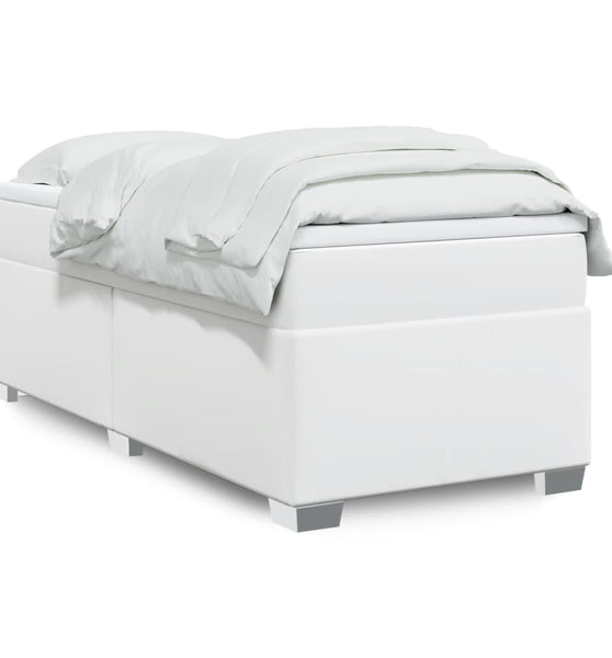 Boxspringbett mit Matratze Weiß 80x200 cm Kunstleder