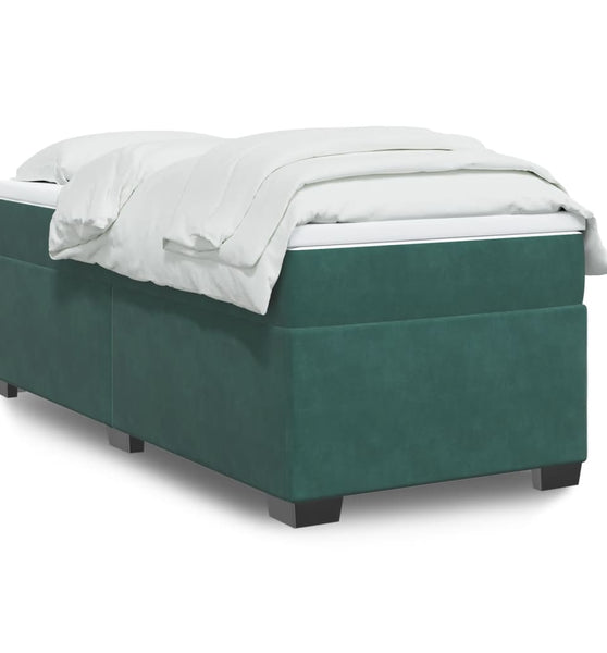 Boxspringbett mit Matratze Dunkelgrün 80x200 cm Samt