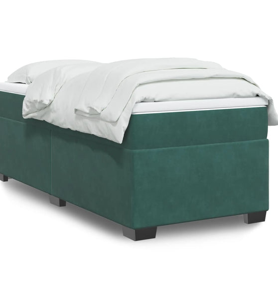 Boxspringbett mit Matratze Dunkelgrün 90x200 cm Samt