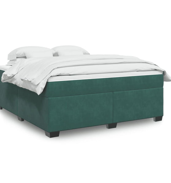 Boxspringbett mit Matratze Dunkelgrün 180x200 cm Samt