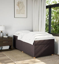 Boxspringbett mit Matratze Dunkelbraun 90x190 cm Stoff