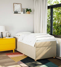 Boxspringbett mit Matratze Creme 90x200 cm Stoff