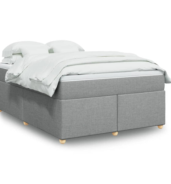 Boxspringbett mit Matratze Hellgrau 140x190 cm Stoff
