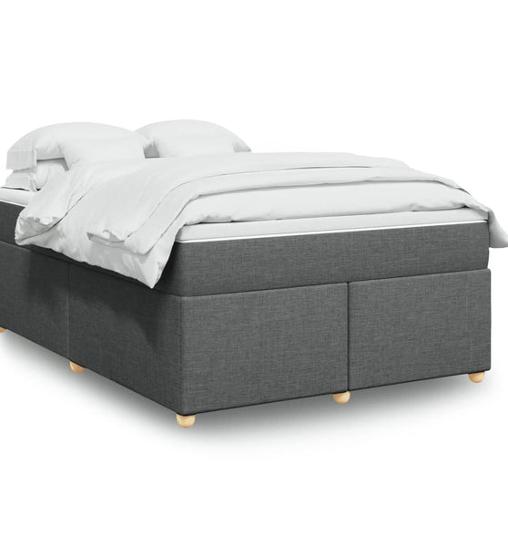 Boxspringbett mit Matratze Dunkelgrau 140x190 cm Stoff