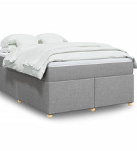 Boxspringbett mit Matratze Hellgrau 140x200 cm Stoff