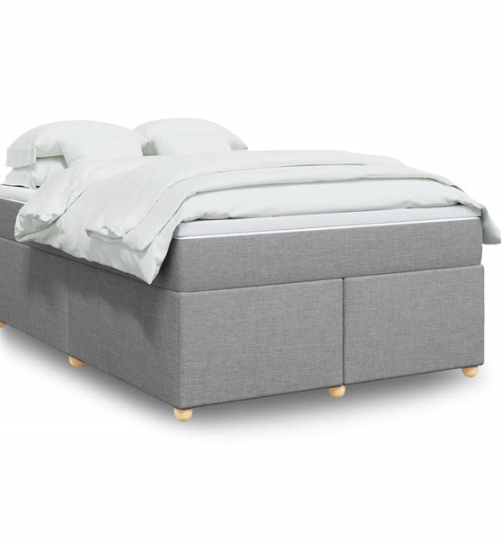 Boxspringbett mit Matratze Hellgrau 140x200 cm Stoff
