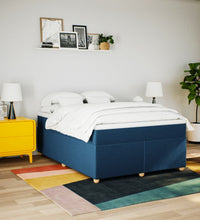 Boxspringbett mit Matratze Blau 140x200 cm Stoff