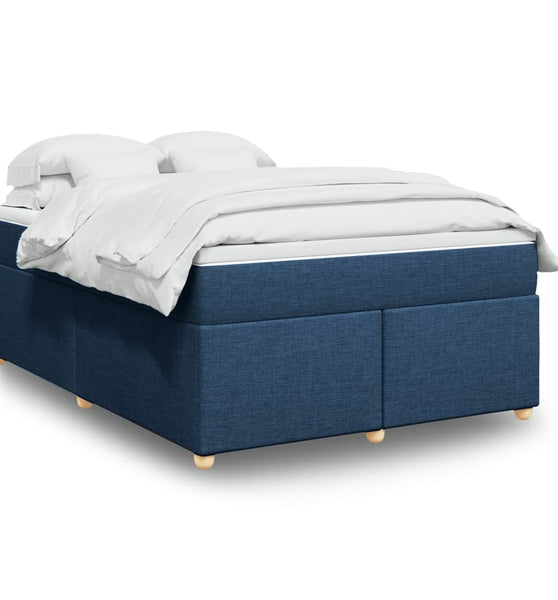 Boxspringbett mit Matratze Blau 140x200 cm Stoff