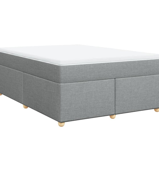 Boxspringbett mit Matratze Hellgrau 160x200 cm Stoff