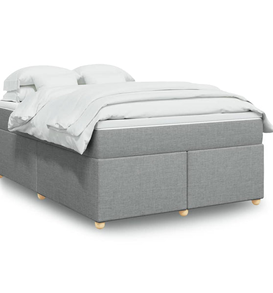 Boxspringbett mit Matratze Hellgrau 160x200 cm Stoff