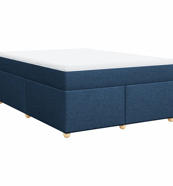Boxspringbett mit Matratze Blau 160x200 cm Stoff