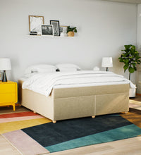 Boxspringbett mit Matratze Creme 180x200 cm Stoff