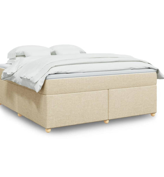 Boxspringbett mit Matratze Creme 180x200 cm Stoff