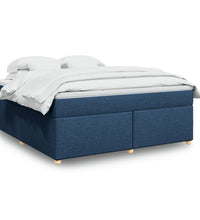 Boxspringbett mit Matratze Blau 180x200 cm Stoff